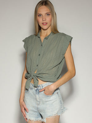 Camicia Verde con richiamo puntinato