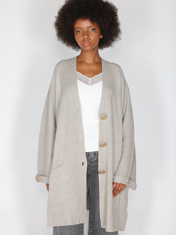 Cardigan maglia con bottoni oro