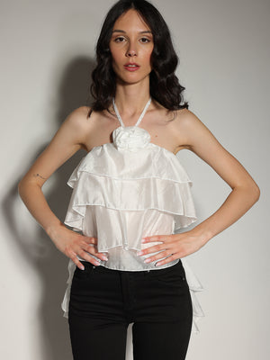 Top Bianco con balze