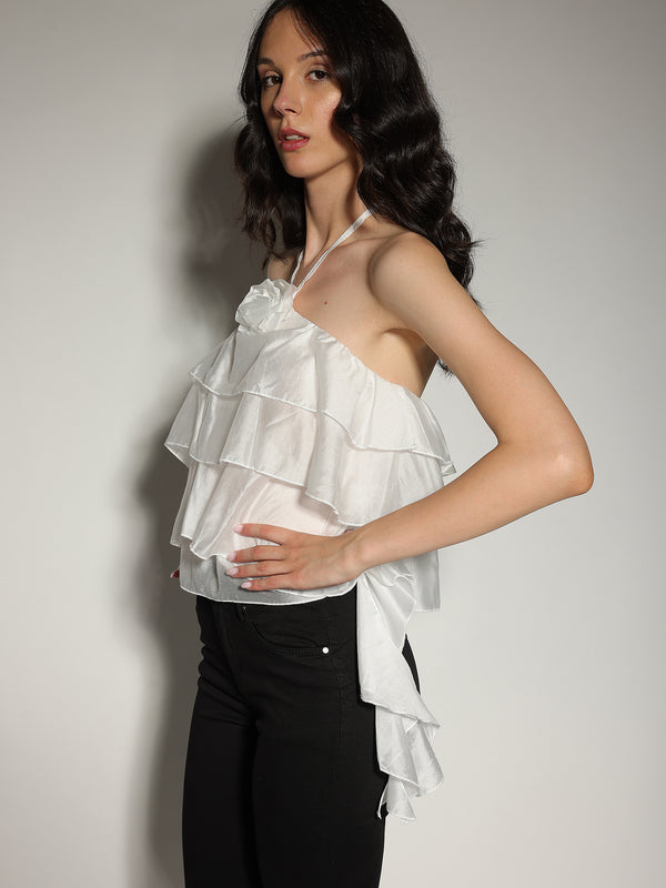 Top Bianco con balze