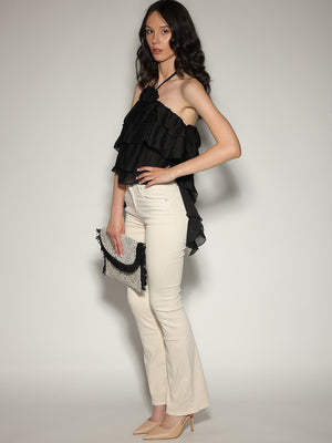 Top Nero con balze