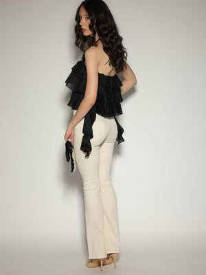 Top Nero con balze