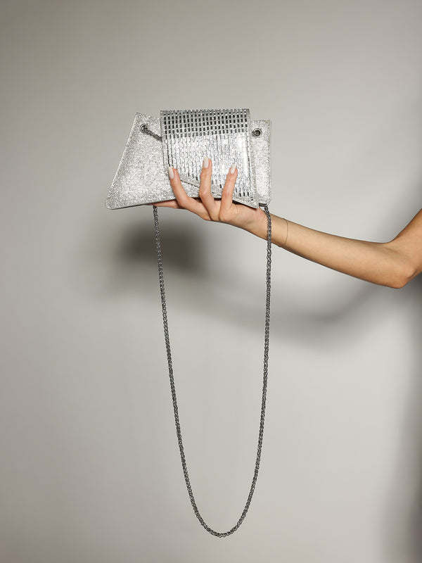 Borsa Grigio strass con tracolla