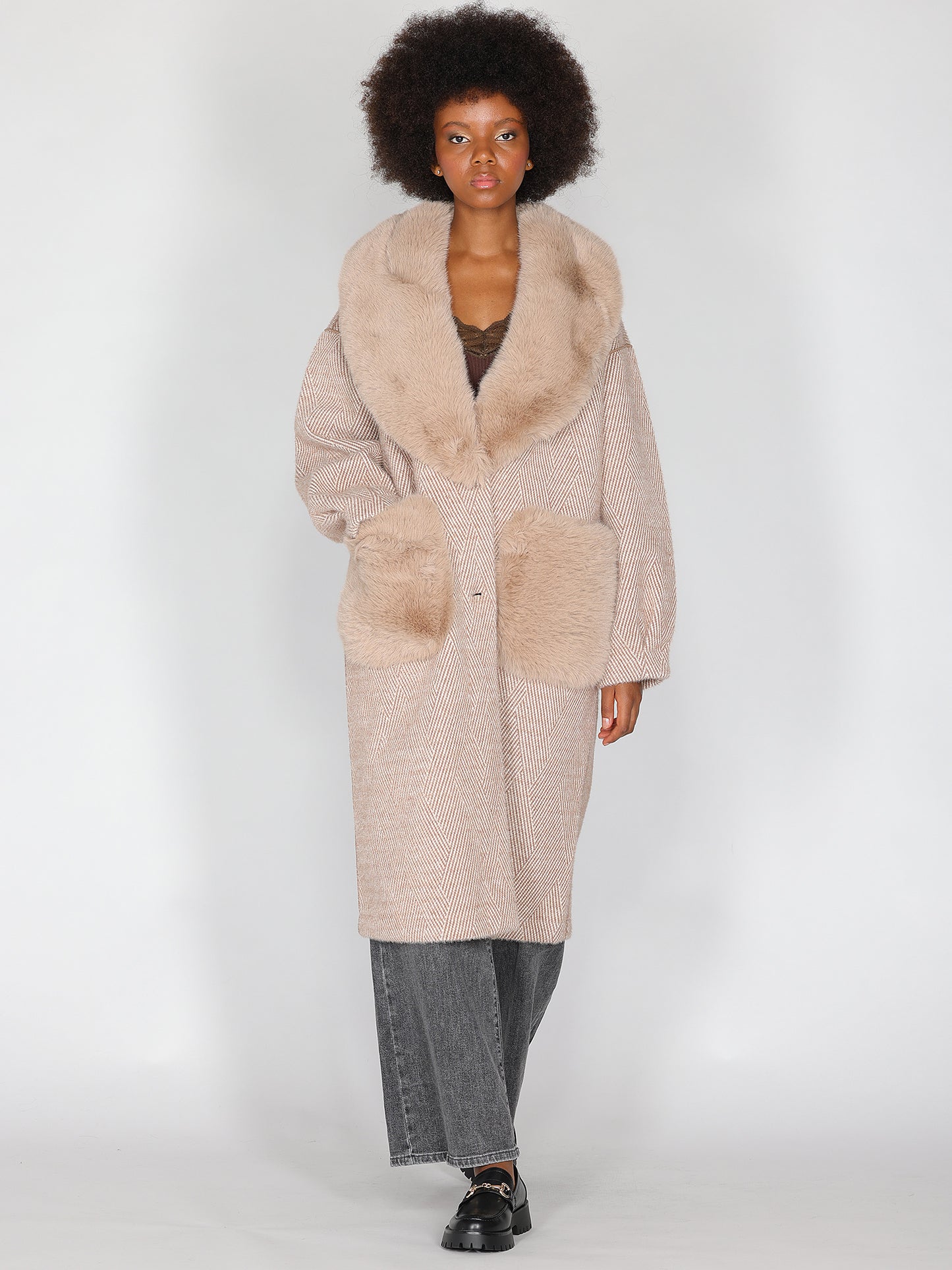 Cappotto Cammello con pelliccia