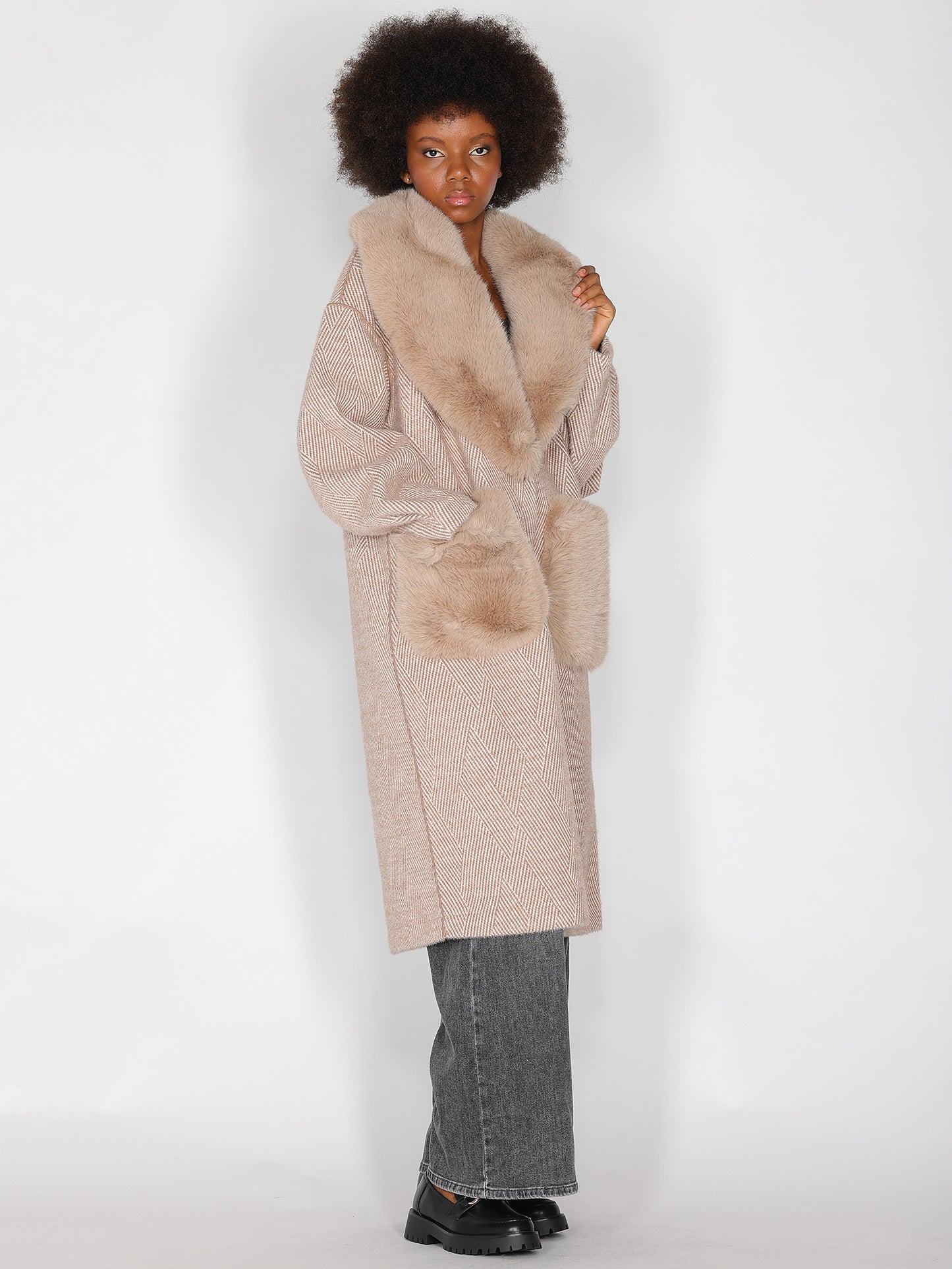 Cappotto Cammello con pelliccia