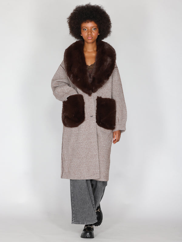 Cappotto Cacao con pelliccia