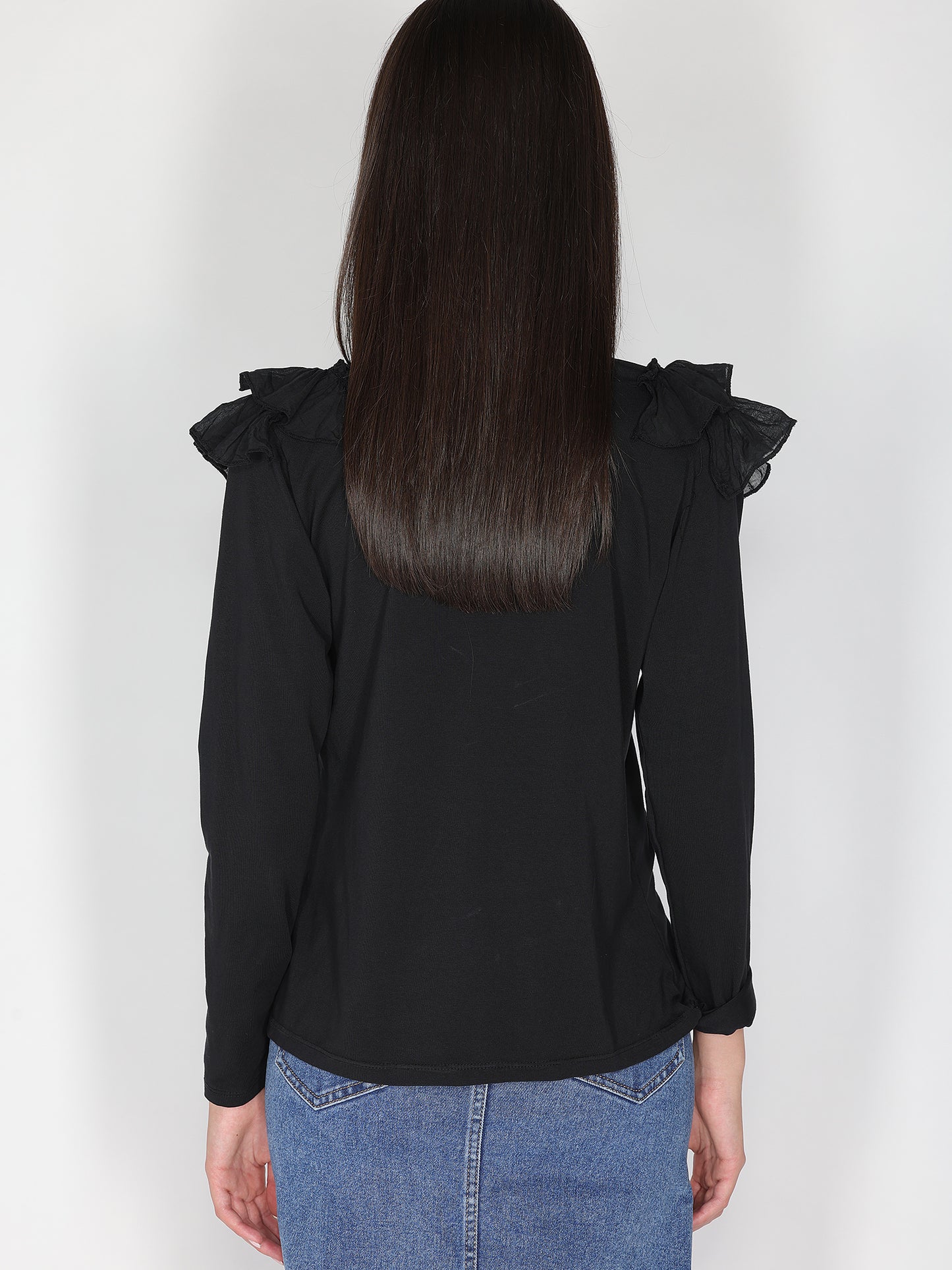 Maglia collo V con rouches