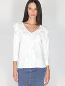 Maglia collo V con rouches