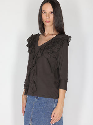 Maglia collo V con rouches