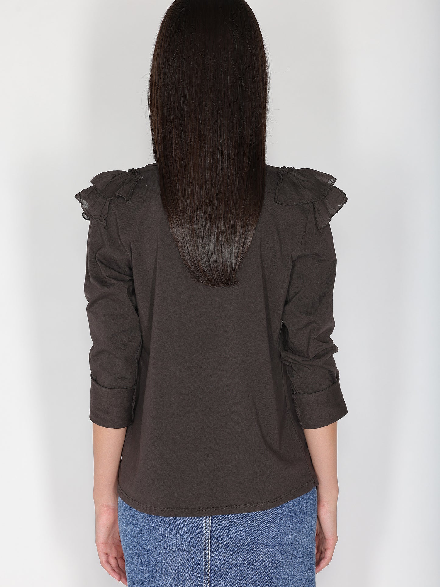 Maglia collo V con rouches