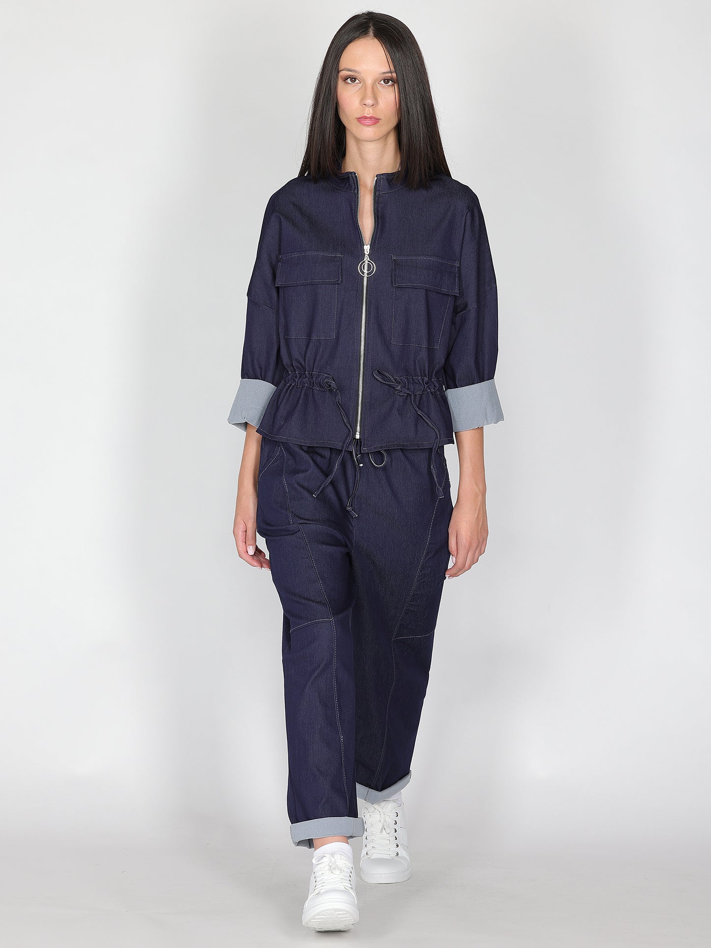 Giacca in chambray con due tasche