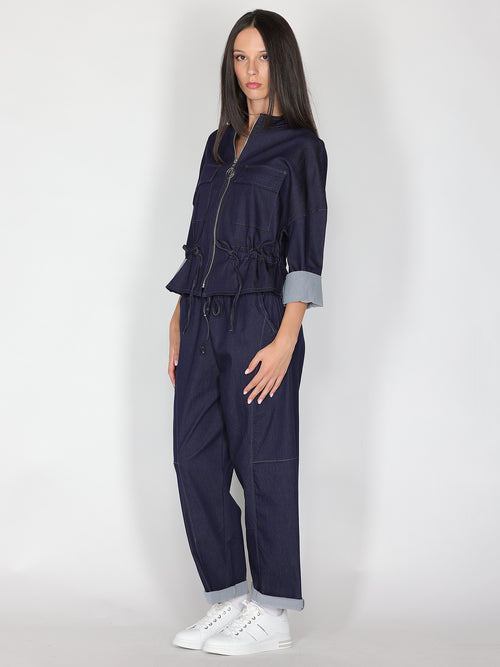 Pantalone in chambray gamba larga