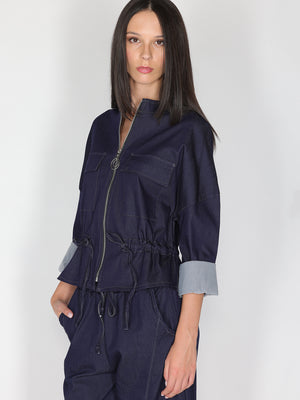 Giacca in chambray con due tasche