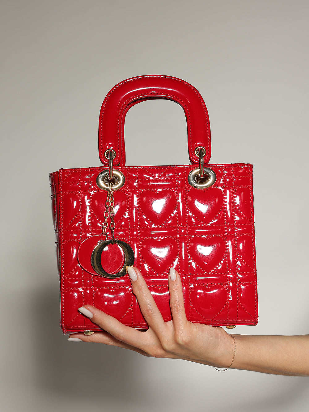 Borsa lucida a mano Rosso
