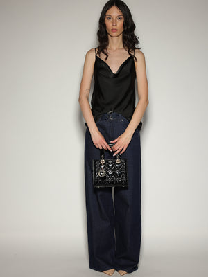 Top Nero in raso