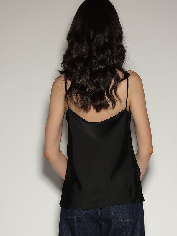 Top Nero in raso