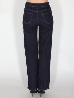Jeans a palazzo con strass frontali