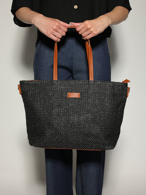 Borsa Nero paglia