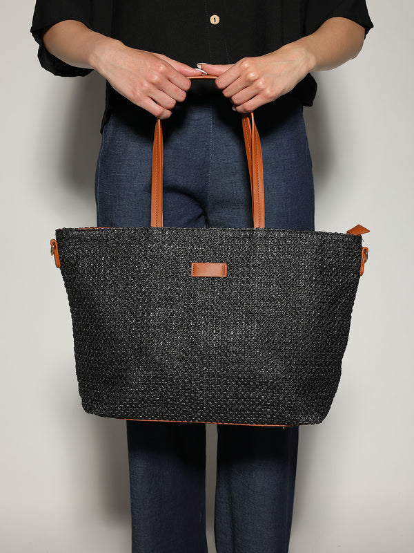 Borsa Nero paglia