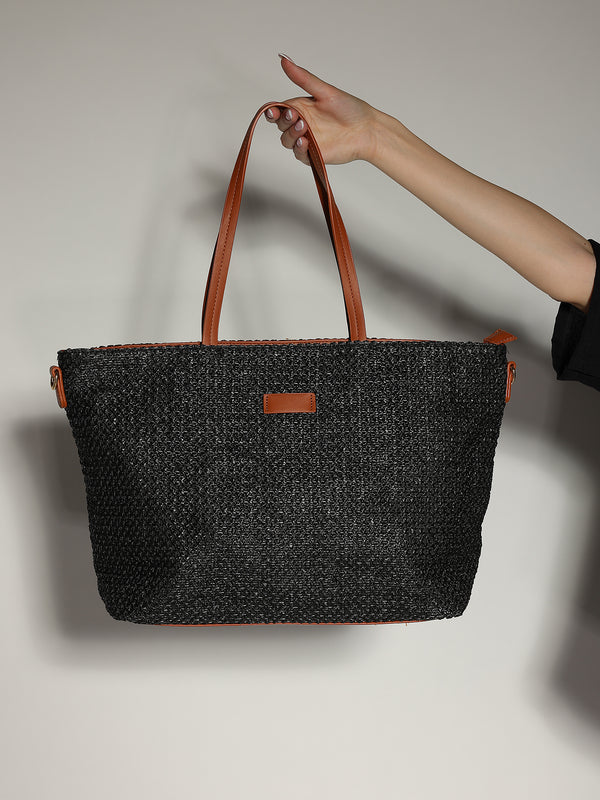 Borsa Nero paglia