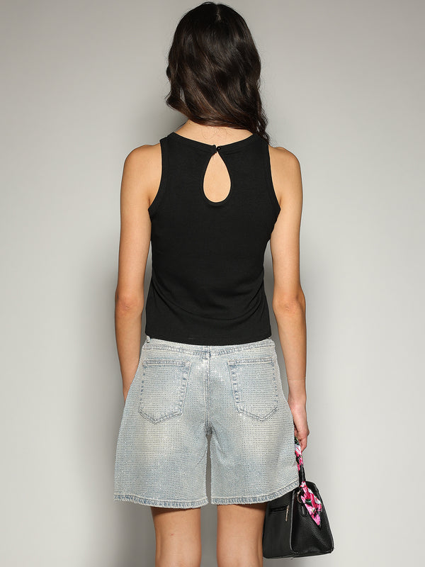 Top a costina Nero