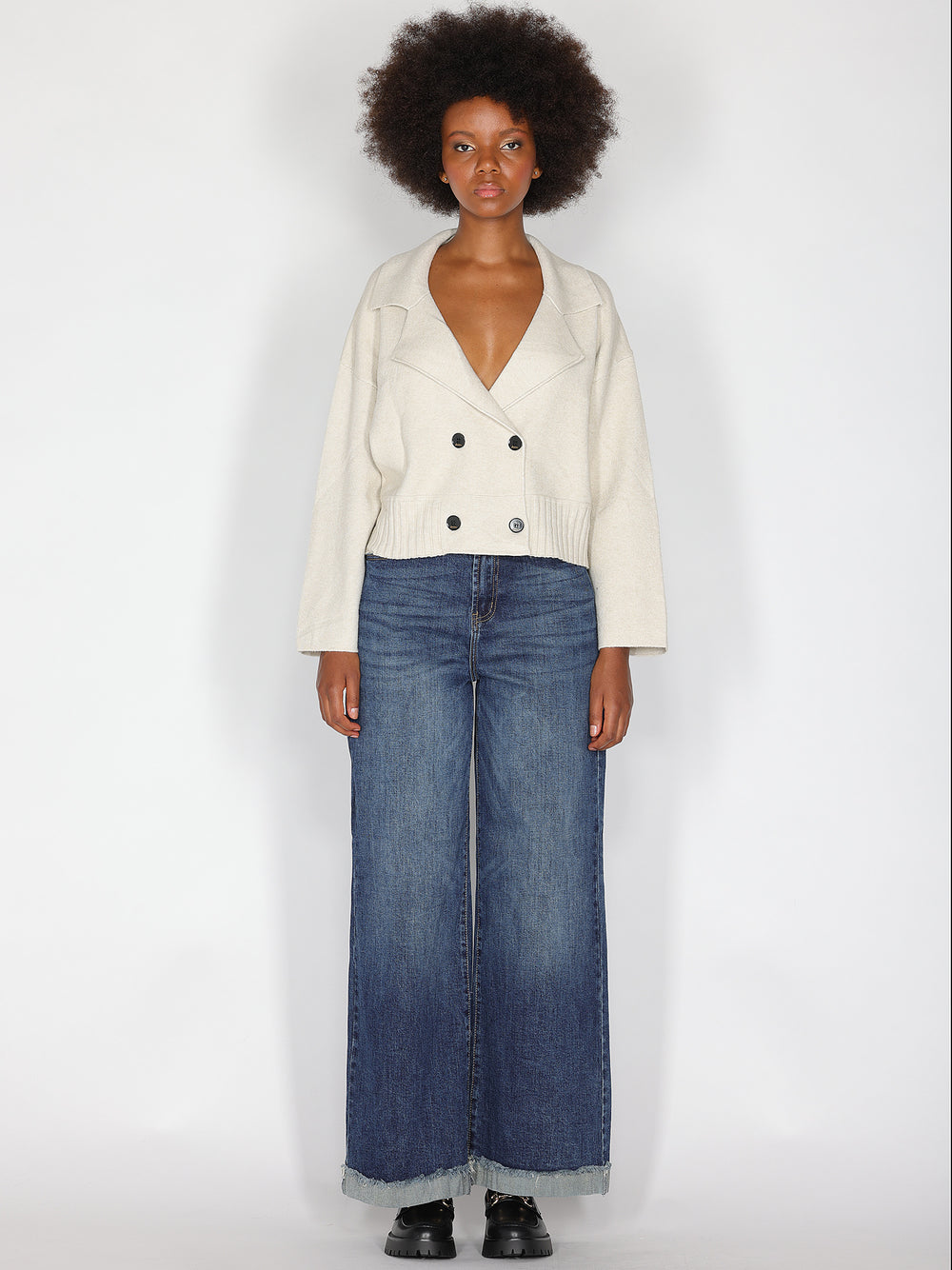 Jeans a palazzo con risvolto