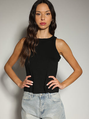 Top a costina Nero
