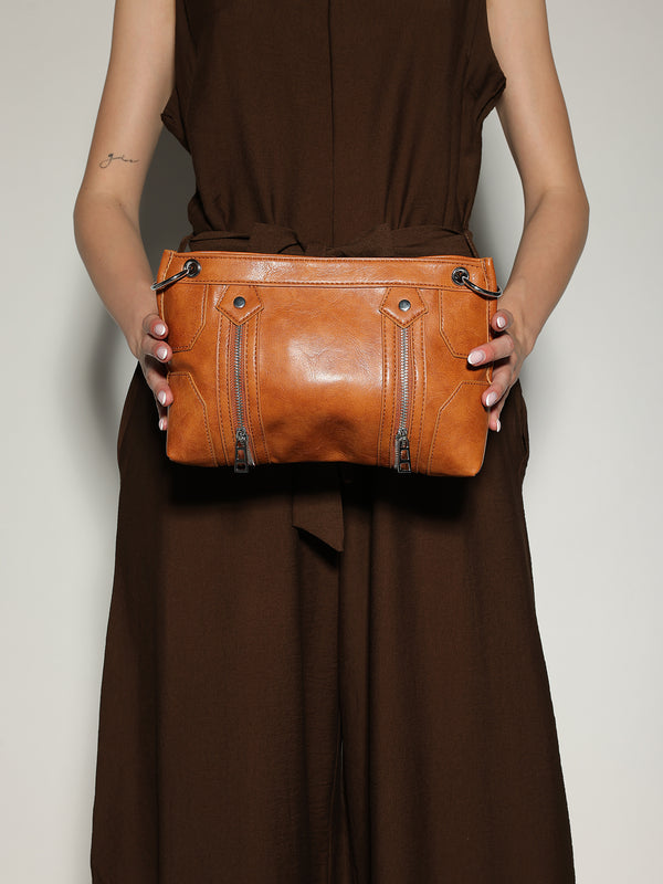 Borsa Cammello zip profilo