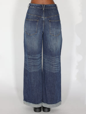 Jeans a palazzo con risvolto