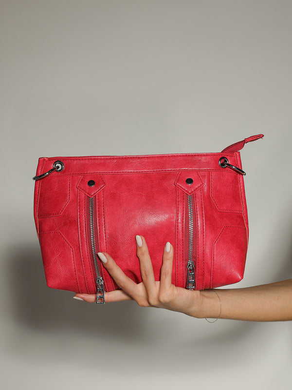 Borsa Rosso zip profilo