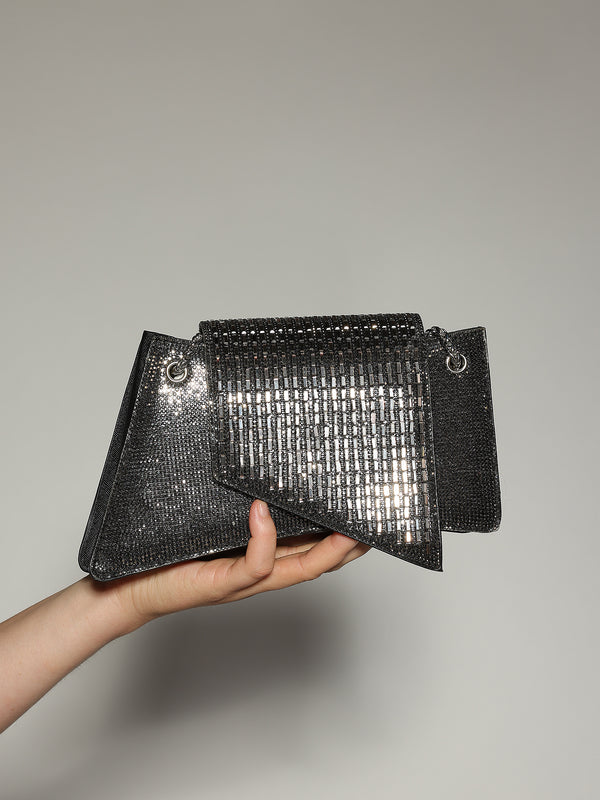 Borsa Nero strass con tracolla