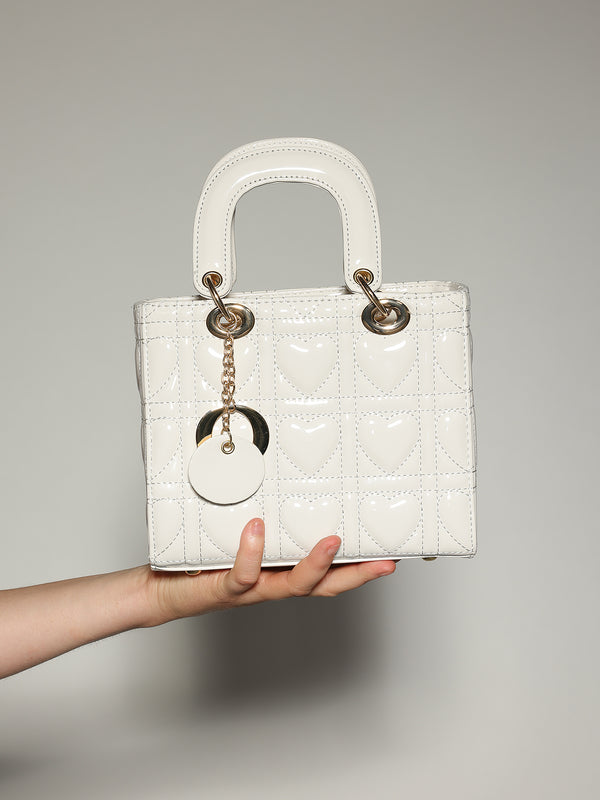 Borsa lucida a mano Bianco