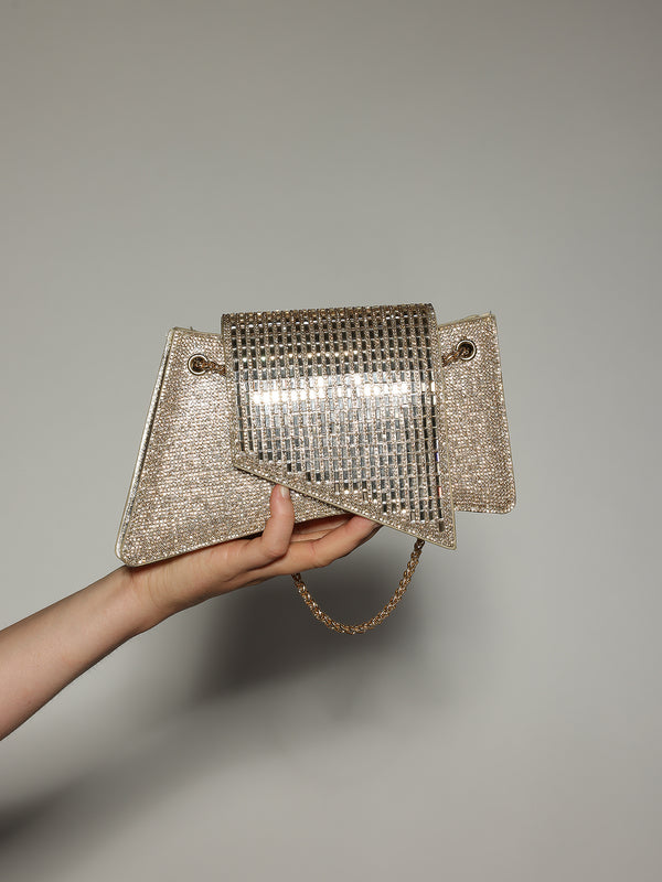 Borsa Oro strass con tracolla