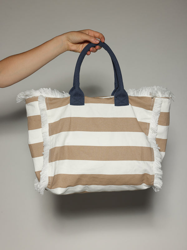 Borsa summer a righe Beige