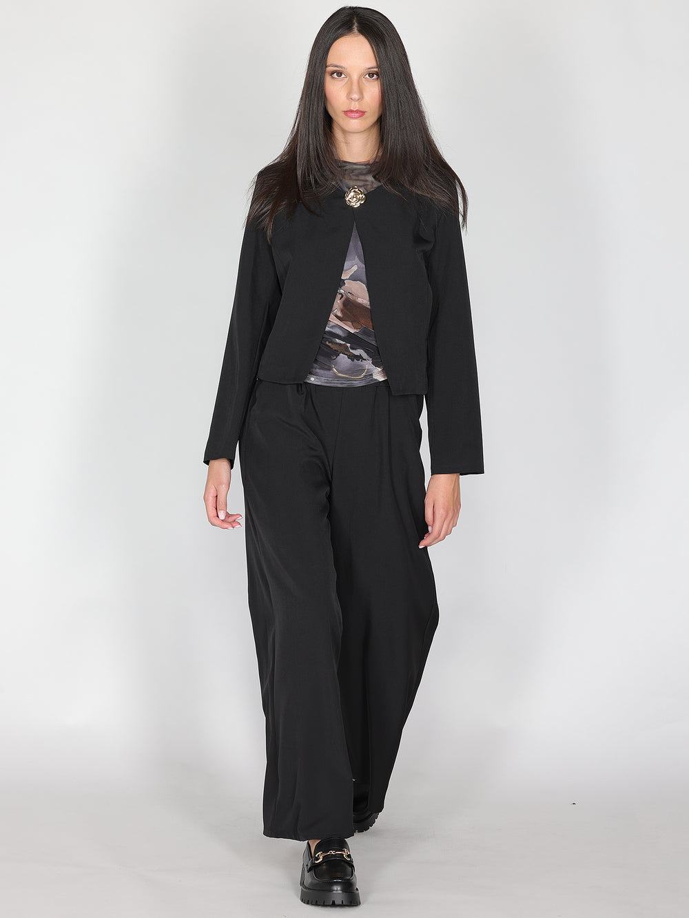Pantalone palazzo con pinces
