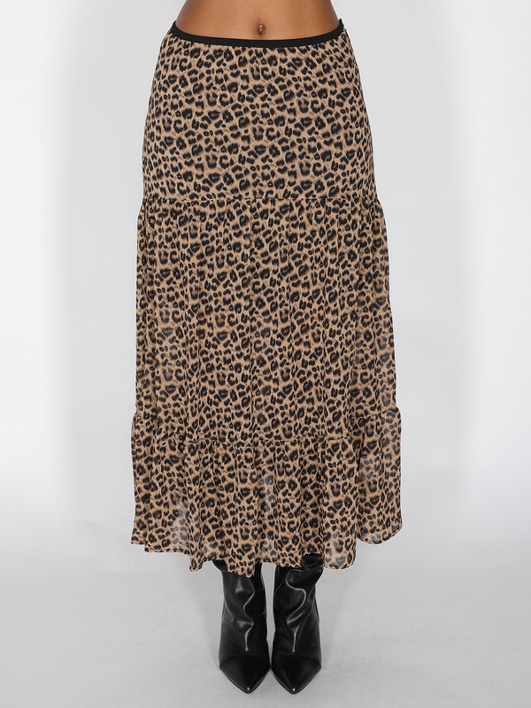 Gonna animalier con balze