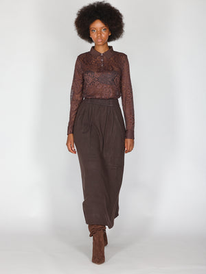 Maglia in pizzo con collo a camicia