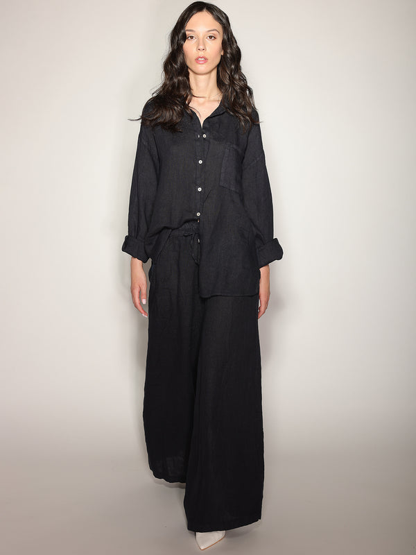 Camicia in lino con tasca