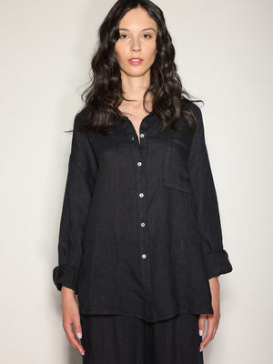 Camicia in lino con tasca