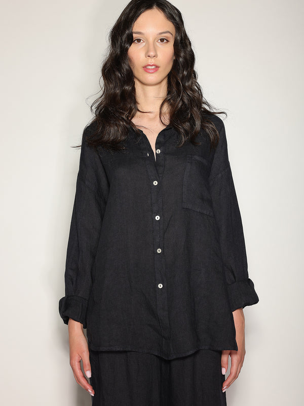 Camicia in lino con tasca