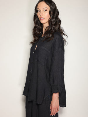 Camicia in lino con tasca