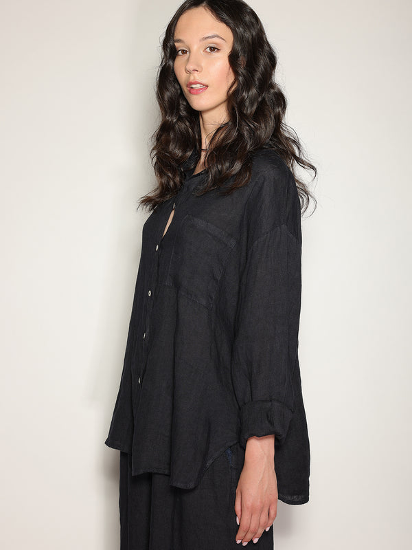 Camicia in lino con tasca