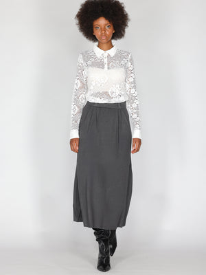 Maglia in pizzo con collo a camicia