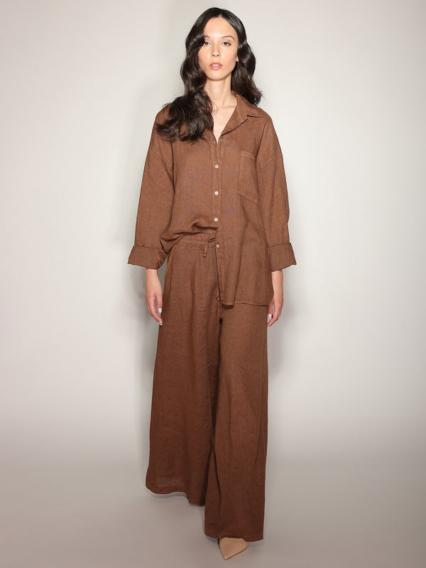 Camicia in lino con tasca