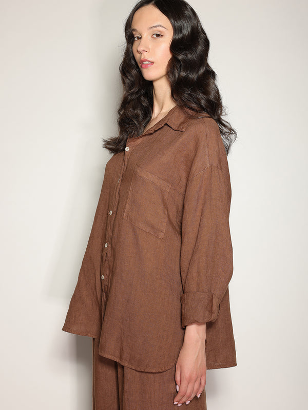 Camicia in lino con tasca