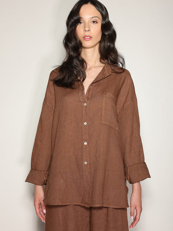 Camicia in lino con tasca