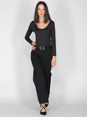 Pantalone palazzo con risvolto