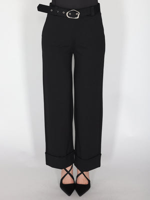Pantalone palazzo con risvolto