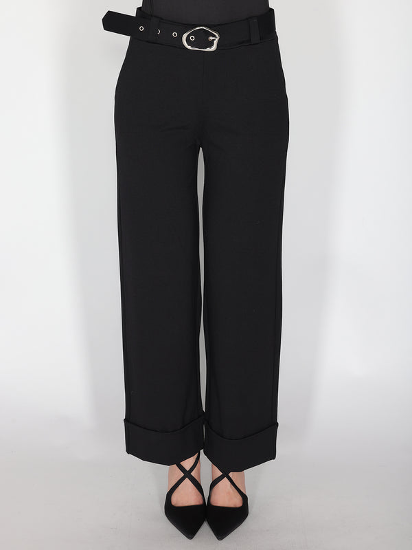 Pantalone palazzo con risvolto