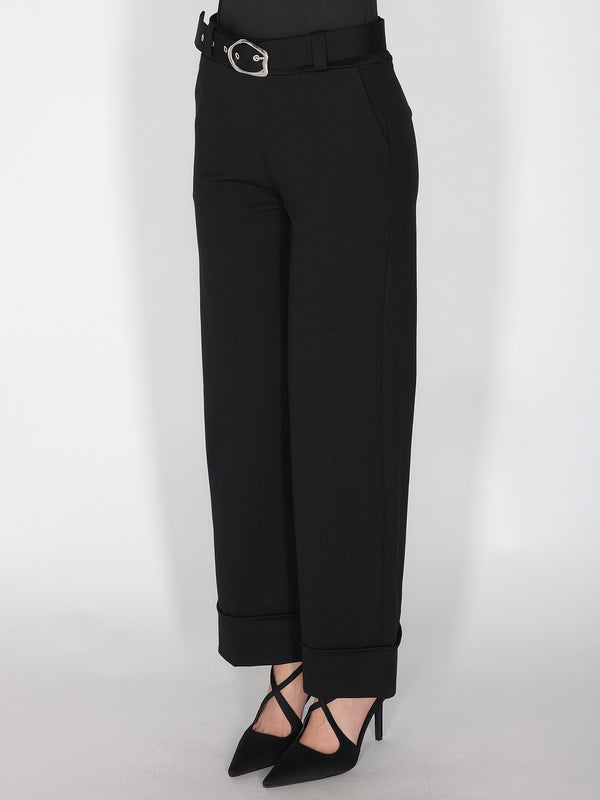 Pantalone palazzo con risvolto